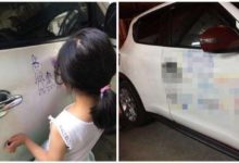 女孩調皮在鄰居家車上畫畫，被車主看到後，表示這輩子不會擦掉！-頭條楓林網
