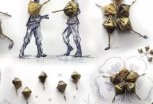 把雜物往紙上一丟就開始作畫，沒點水平不敢這麼玩-頭條楓林網